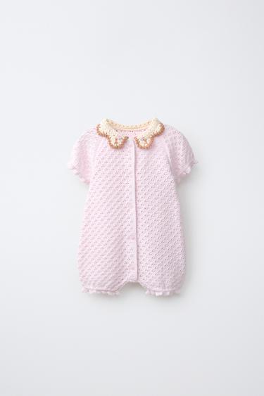 Zara Короткий комбинезон с воротником кроше купить с доставкой.