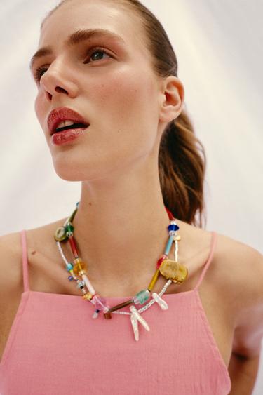 Zara Ожерелье с бусинами и ракушками