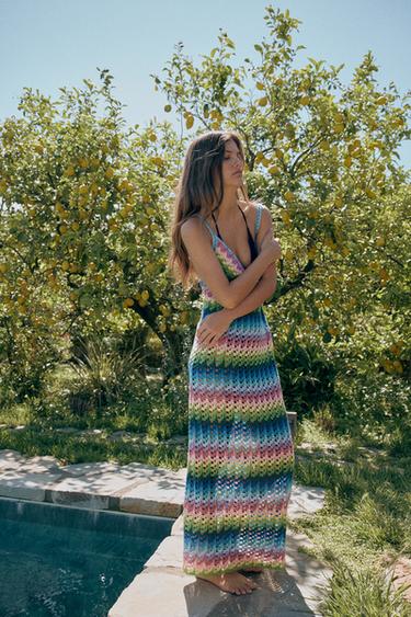 Zara Длинное трикотажное платье на бретелях