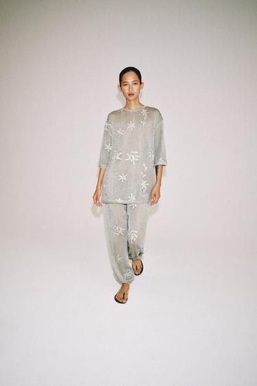 Zara Объемный трикотажный топ с блестящей нитью