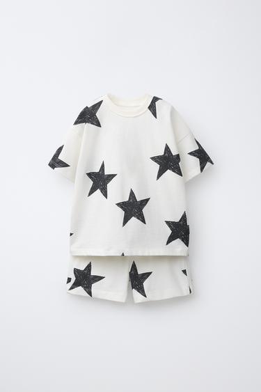 Zara Комплект из футболки и бермуд со звездами