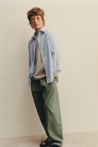 Zara Рубашка из хлопка в полоску