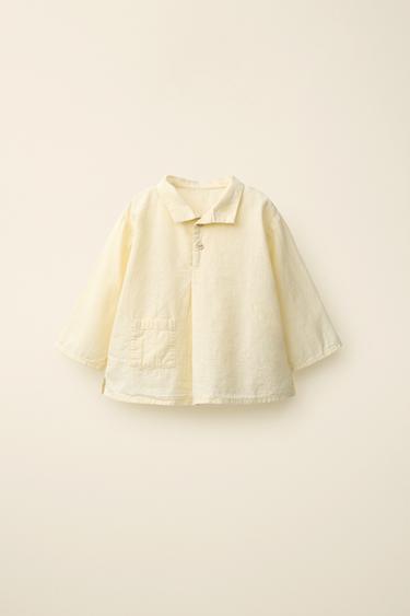 Zara Рубашка из трикотажа SLUB с длинными рукавами, коллекция CARAMEL LONDON X ZARA