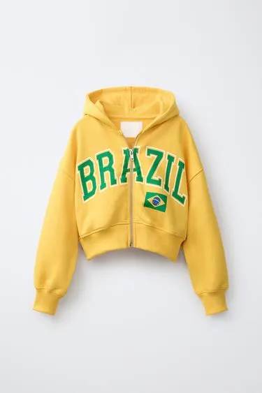 Укорочённое худи brasil на молнии- Заказать в России