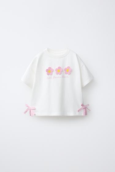 Zara Футболка с цветочными деталями кроше
