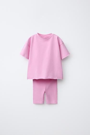 Zara Комплект из футболки и велосипедных легинсов в рубчик купить с доставкой.