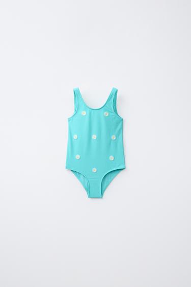Zara 2-6 лет/купальник из рифленой ткани с маргаритками
