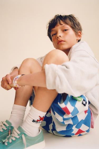 Zara Шорты-бермуды в клетку с логотипом