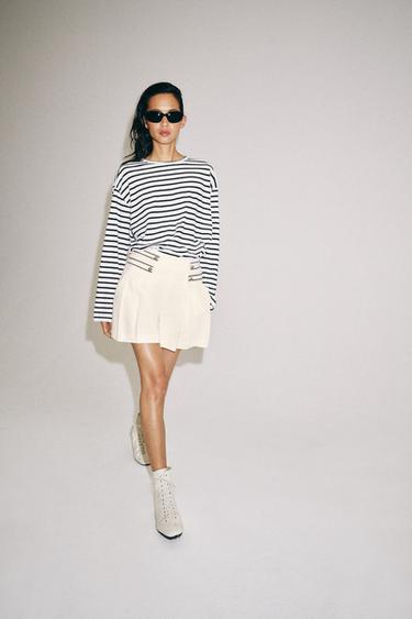 Zara Футболка из хлопка и льна в полоску купить с доставкой.