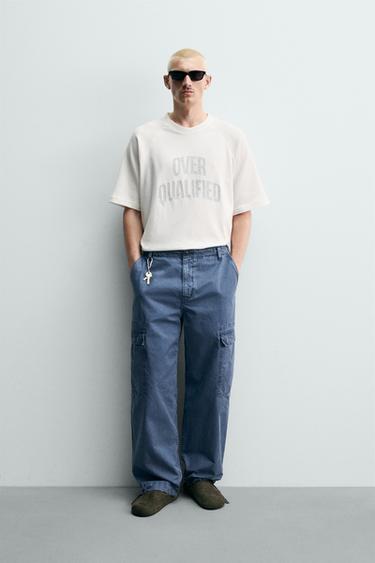 Zara Футболка с контрастным текстовым принтом