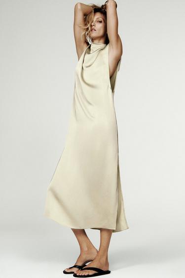 Zara Атласное платье с навесными петлями — коллекция ZARA «ZW»