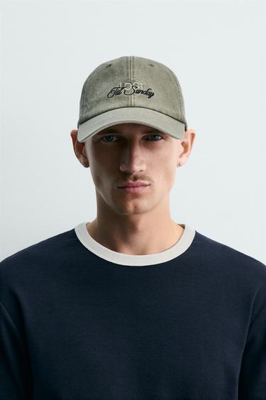 Zara Кепка с вышитой надписью и эффектом потертости