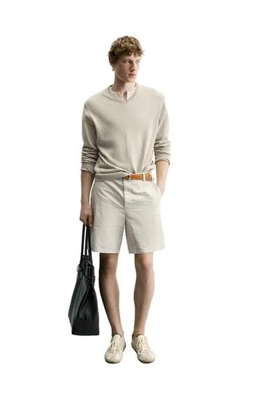 Шорты Regular Fit из сирсакера