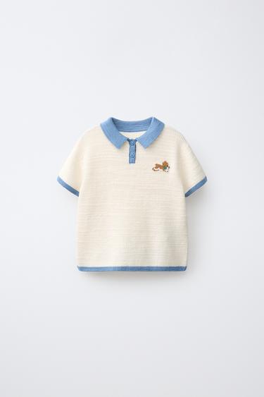 Zara Трикотажное поло с вышивкой «собака»