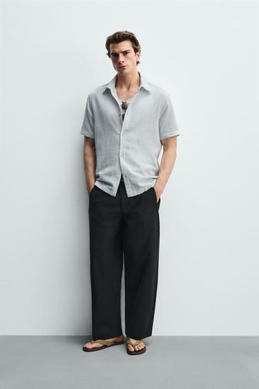 Zara Рубашка классического кроя из рельефной ткани купить с доставкой.