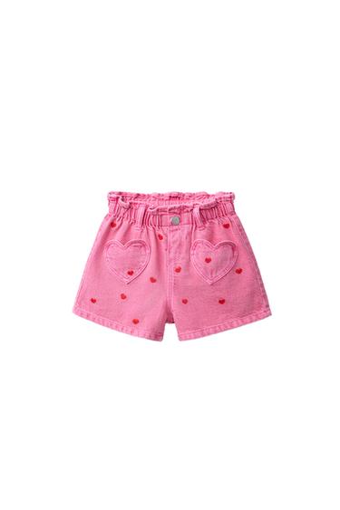 Zara Джинсовые шорты с вышивкой «сердечки» купить с доставкой.
