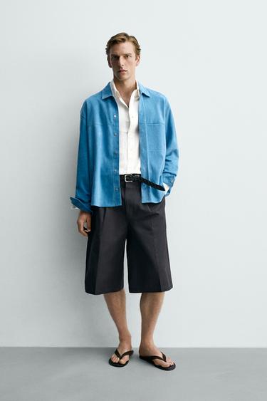 Zara Куртка-рубашка из замши классического кроя купить с доставкой.