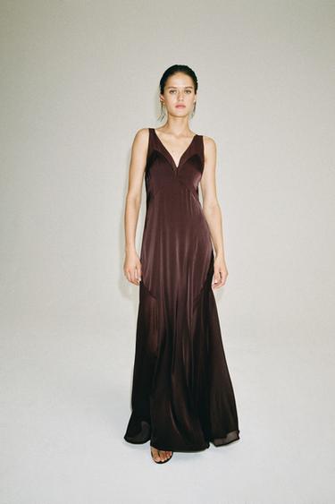 Zara Длинное атласное платье из коллекции «ZW» купить с доставкой.