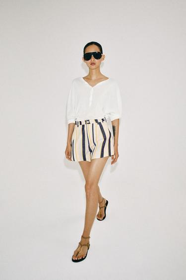 Zara Шорты в полоску со складками — коллекция ZARA «ZW» купить с доставкой.