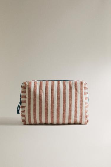 Zara Детская полосатая косметичка из льна и хлопка