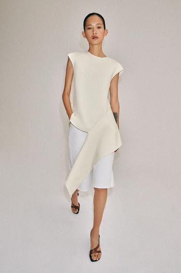 Zara Топ асимметричного кроя — коллекция ZARA «ZW» купить с доставкой.