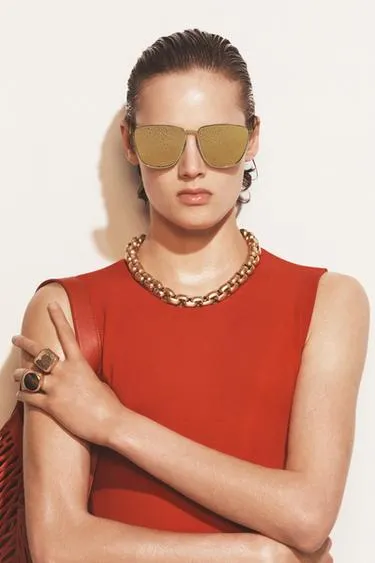 Квадратные металлические солнцезащитные очки — The Item Zara Woman- Заказать в России