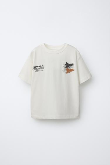 Zara Футболка с рельефным текстом и орлом купить с доставкой.