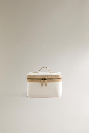 Zara Жесткая дорожная косметичка из канваса и кожи купить с доставкой.