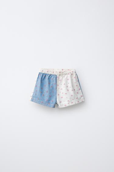 Zara Джинсовые шорты-пэчворк с цветочным принтом купить с доставкой.