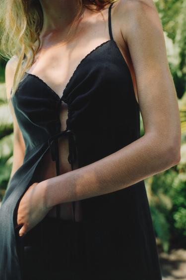 Zara Длинный топ в бельевом стиле из смесового льна купить с доставкой.