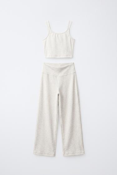 Zara Комплект из топа в рубчик и прямых брюк купить с доставкой.