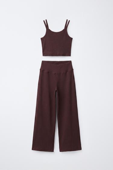 Zara Комплект в рубчик из топа и прямых брюк купить с доставкой.