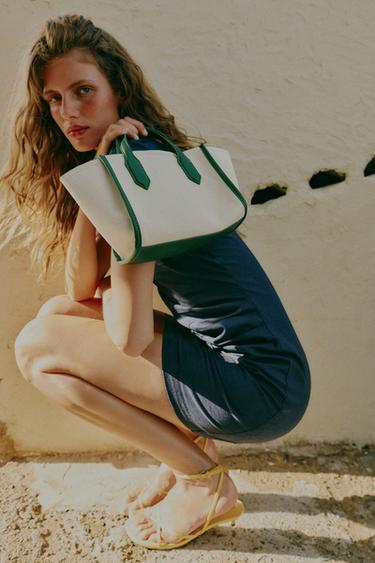 Zara Мини-шопер из холста купить с доставкой.