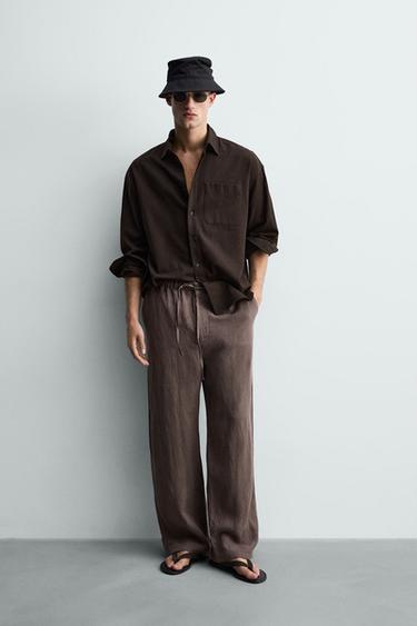 Zara Брюки свободного кроя из 100% льна