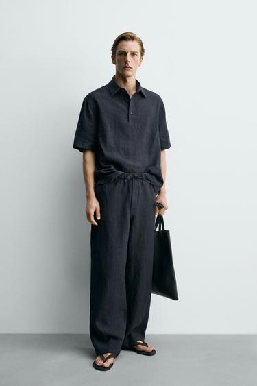 Zara Брюки свободного кроя из 100% льна купить с доставкой.