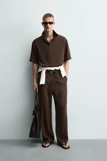 Струящиеся брюки Relaxed Fit со складками