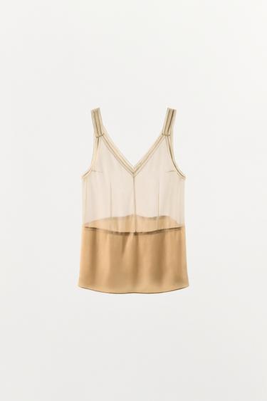 Zara Топ из 100% шелка на бретелях купить с доставкой.