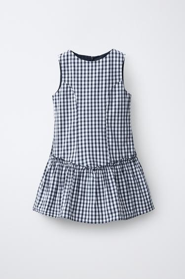 Zara Платье с принтом в клетку купить с доставкой.