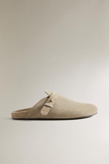Zara Кожаные сабо с кнопкой