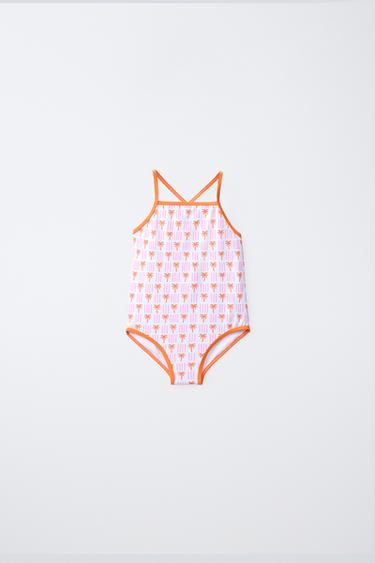 Zara 1-6 лет/ купальник с принтом «пальмы»