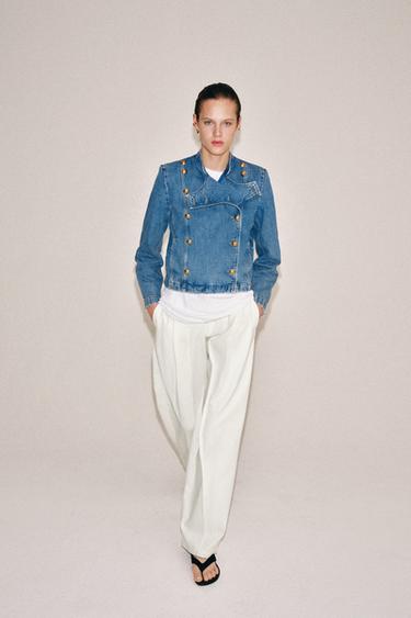 Zara Джинсовая куртка с подплечниками — коллекция ZARA «ZW» купить с доставкой.