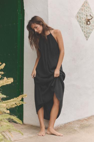 Zara Свободное платье с горловиной халтер