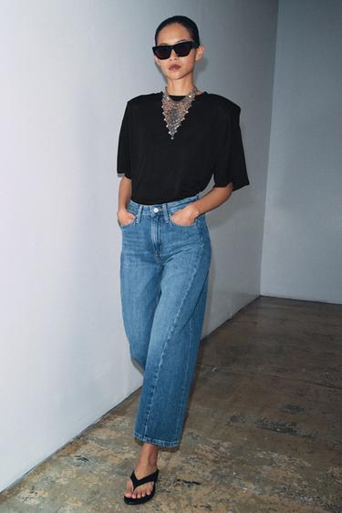 Zara Укороченные джинсы со средней посадкой — коллекция ZARA «ZW» купить с доставкой.