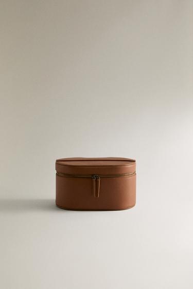 Zara Небольшая жесткая кожаная косметичка