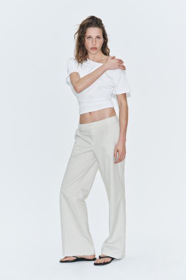 Zara Брюки прямого кроя в полоску с низкой посадкой купить с доставкой.