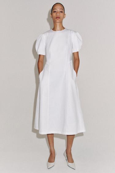 Zara Платье миди из смесового льна — коллекция ZARA «ZW»