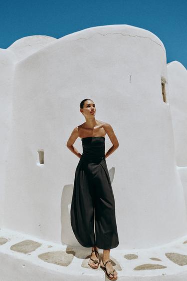 Zara Комбинезон миди с открытыми плечами