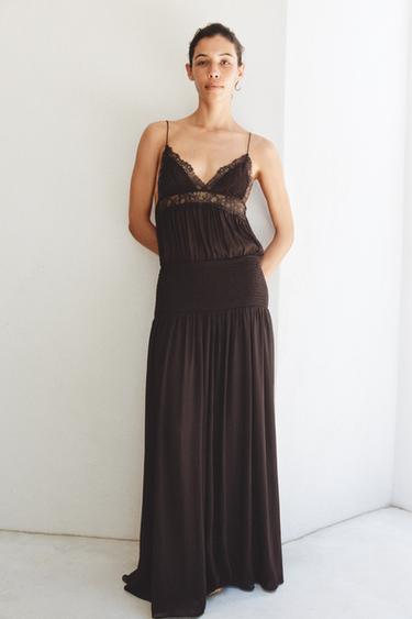 Zara Кружевное платье на бретелях купить с доставкой.
