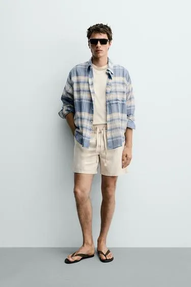 Шорты Relaxed Fit из хлопка и льна