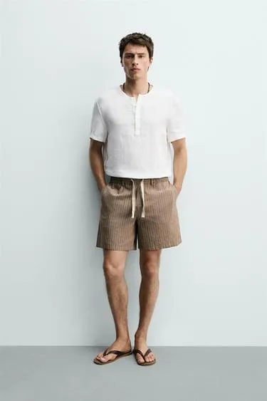 Шорты Relaxed Fit из хлопка и льна